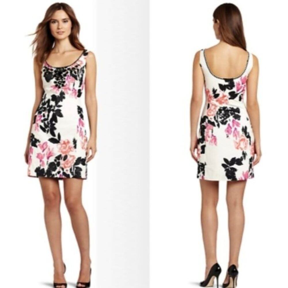 Lilly Pulitzer Portia Cameo Sheath Dress With Black Jewels  Size 8